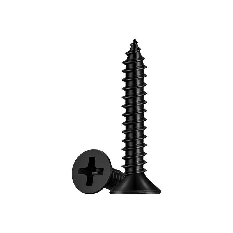 LERNOU 100 Pcs #7 X 1-1/4'' Black Screws,Drywall Screws, Phillips Flat Head Long Screw, Black Wood Screws,Used in Furniture,Woodworking Repairs and DIY Projects（M4 X 30mm - Image 1